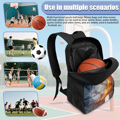 Boxing Dart Lightning Karate Baseball Sport Backpack Shoe Compartment Equipment Bags Gym Teenager Inner Pocket School Ball (Baseball Design) - color: Baseball Design