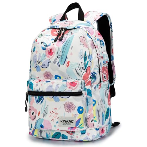 Kinmac Water Resistant Laptop Travel Outdoor Backpack with USB Charging Port for 13 inch 14 inch and 15.6 inch Laptop (Flowers) - color: Flowers