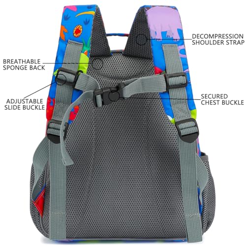 FlowFly Kids Backpack for Toddler Boys Girls, Simple Lightweight Bookbag for Daycare Kindergarten Elementary School Travel, Small Modern Bag (Medium 15''), Clear - color: Dinosaur, style: Kids Medium: 12l