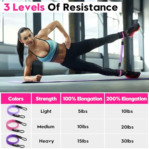WALITO Ankle Resistance Bands with Cuffs, Exercise Bands for Legs and Butt, Booty Workout Equipment for Kickbacks and Hip Fitness Training - color: Black pink