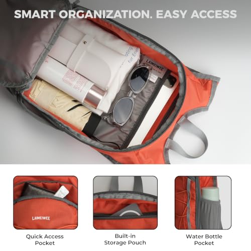 Small Hiking Backpack 13L Lightweight Foldable Travel Daypack for Men Women - color: Orange