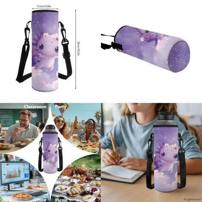 ZDCUSTOM Girls Backpacks with Lunch Box, Purple School Backpack for 1st Grade Kids Axolotl Bookbag with Pencil Case Water Bottle Holder Keychain, Back to School Gear for Girls Age 6-8 - color: Purple Axolotl