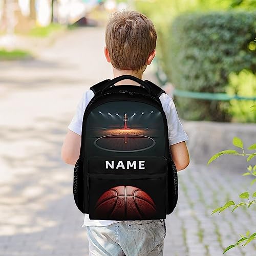Mercuryelf Personalized Basketball Backpack for Boys Girls, 16 Inch Black Backpacks for School Travel, Cool Lightweight Bookbag for Kids - color: Basketball-2-1