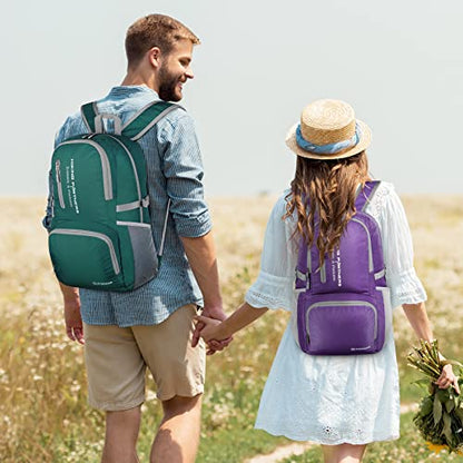 ZOMAKE Lightweight Packable Backpack, 35L Light Foldable Hiking Backpacks Water Resistant Collapsible Daypack for Travel(Dark Green) - color: Dark Green
