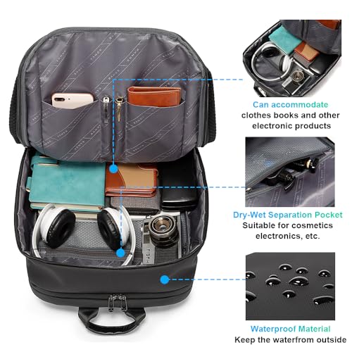 BANGE Smart Business Laptop Backpack Waterproof can fit 15.6-17.3 Inch Laptop with 3.0 USB charging port for men and women - color: Black