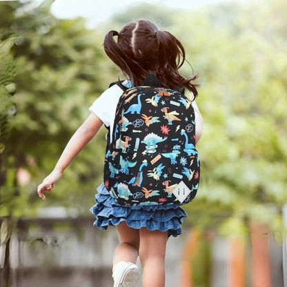 Kids Backpack for Girls Boys - 15 Inch Dinosaur Childrens Backpack Cute School Bag Kindergarten Backpack for Ages 3-8, Black - color: Black