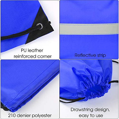 KUUQA 12 Pcs Drawstring Backpack Bag Bulk Reflective Blue - color: Blue