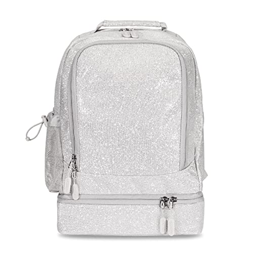Bentgo Kids 2-in-1 Backpack & Insulated Lunch Bag - Glitter Designed 16” Backpack for School & Travel -, Durable, Water Resistant, Padded, & Large Compartments (Glitter Edition - Silver) - color: Glitter Edition - Silver