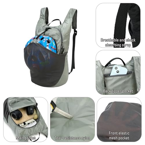 Ultra Lightweight Foldable Backpack,Water Resistant Small Packable Hiking Daypack Outdoor Camping Travel Bag - color: Gray, size: 15l