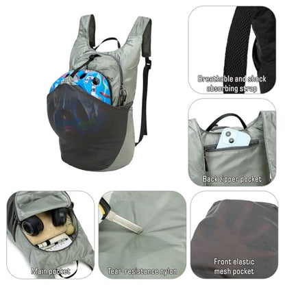 Ultra Lightweight Foldable Backpack,Water Resistant Small Packable Hiking Daypack Outdoor Camping Travel Bag - color: Gray, size: 15l