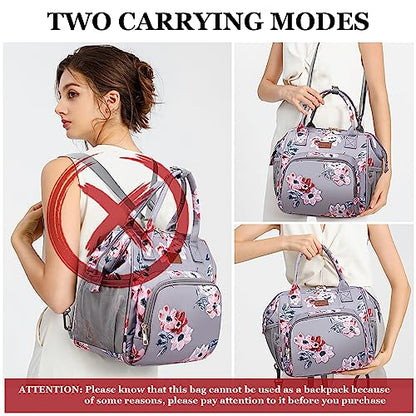 MCBD Lunch bags Insulated Lunch Box for Women Men,2 Carrying Way Large Tote Bag,Leakproof Reusable Cooler Backpack with Adjustable Shoulder Strap for Office Picnic Beach - color: B-Gray flower
