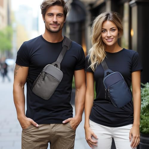 higouta Mini Sling Bag for Men Women, RFID Blocking Crossbody Backpack Casual Utility Chest Phone Bag for Travel Workout - color: Nave Blue