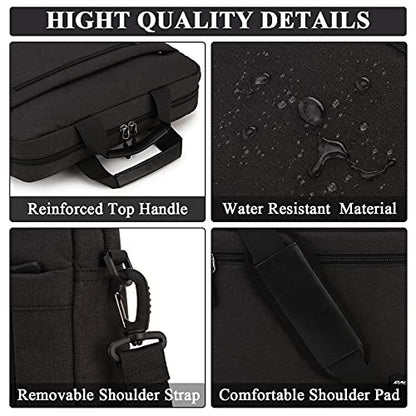 RAVUO 17inch Laptop Bag, Mens Water Resistant Shoulder Messenger Bag Computer Carrying Case Business Briefcase with Organizer Pocket | Water Resistant - color: 17inch-black