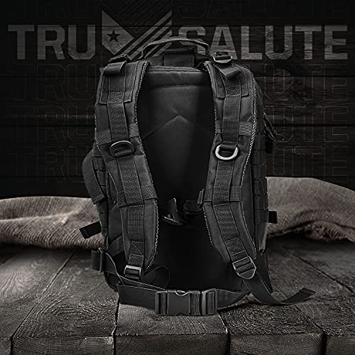 Tru Salute 45L Military Black Tactical Backpack Large Army 3 Day Pack Molle Bug out Bag Rucksack Backpack Military Black - color: Black