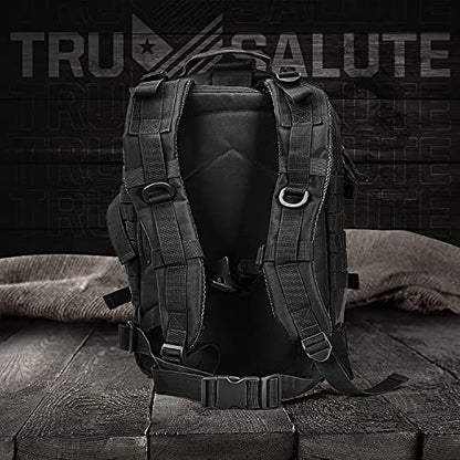 Tru Salute 45L Military Black Tactical Backpack Large Army 3 Day Pack Molle Bug out Bag Rucksack Backpack Military Black - color: Black