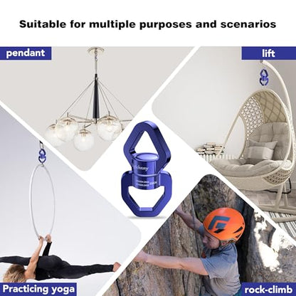 Swing Swivel, 35KN Safety Rotational Device,Swing Spinner for Web Tree Swing, Aerial Dance, Children's Swing, Hanging Hammock（Dark Blue） - style: Dark Blue-1 Pack