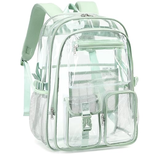 abshoo Large Clear Backpack For Girls Women Heavy Duty Transparent Backpacks Clear School Bookbag (Light Green) - color: Light Green