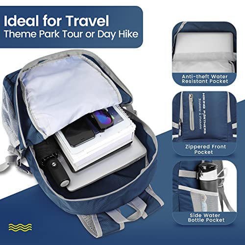 ZOMAKE Lightweight Packable Backpack, 35L Light Foldable Hiking Backpacks Water Resistant Collapsible Daypack for Travel(Navy Blue) - color: Navy Blue