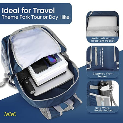 ZOMAKE Lightweight Packable Backpack, 35L Light Foldable Hiking Backpacks Water Resistant Collapsible Daypack for Travel(Navy Blue) - color: Navy Blue