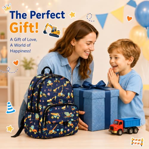 BTOOP Kids Backpack for Boys 3-6, Preschool Kindergarten Backpack with Insulated Lunch Compartment & Chest Strap (Truck Blue, Age 3-6 (14.5" H Fit Folder)) - color: Truck Blue, size: Age 3-6 (14.5" H Fit Folder)