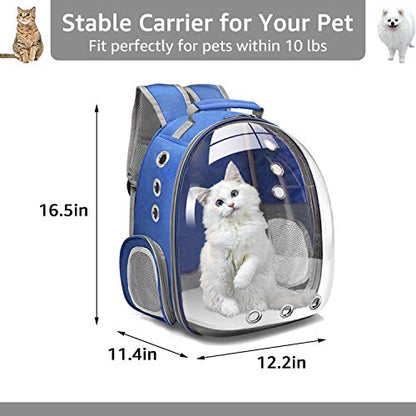 Henkelion Cat Backpack Carrier Bubble Carrying Bag, Small Dog Backpack Carrier for Small Medium Dogs Cats, Space Capsule Pet Carrier Dog Hiking Backpack, Airline Approved Travel Carrier - Navy Blue - color: Navy Blue
