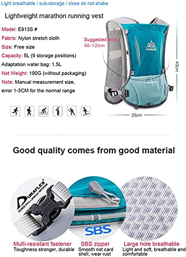 5L Lightweight Running Backpack Outdoor Sports Trail Racing Marathon Hiking Fitness Bag Hydration Vest Pack - color: Black +1.5L Water Bladder