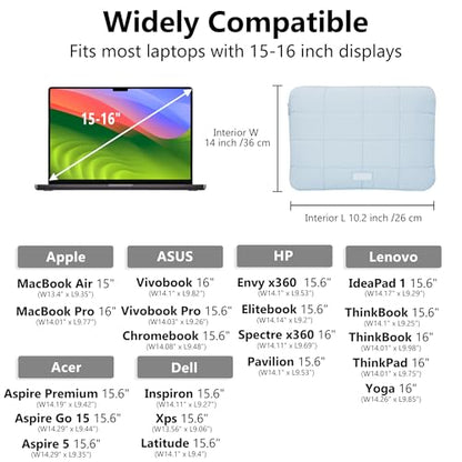 Puffy Laptop Sleeve 15-16 Inch Matte Blue, Waterproof Carrying Case Bag for Women, Fluffy Computer 15.6 HP Case, Compatible with MacBook Pro 16 Inch, MacBook Air M2 M1, Asus/Dell XPS/Lenovo - color: Matte Blue, size: 15-16 inch
