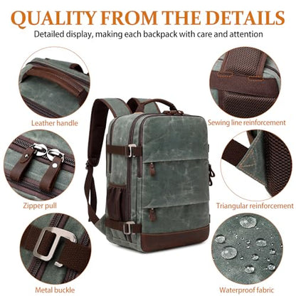 BOVIP Travel Backpack for Men Carry On Backpack Flight Approved Personal Item Backpack, 17 inch Laptop Backpack Casual Daypack Weekender Business Hiking Backpack, Dark Green - color: Dark Green, size: 17 inch
