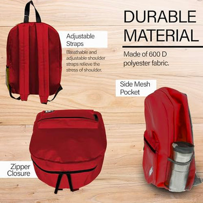 BAZIC 1039 Basic Backpack, Burgundy, 16" - color: Burgundy, size: 16"