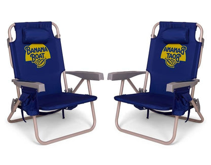 Banana Boat Backpack Beach Chair Lightweight and Portable 5-Position with Lay Flat Outdoor Heavy Duty Tanning Chair, Blue (2 PK) - color: Blue (2 Pk)