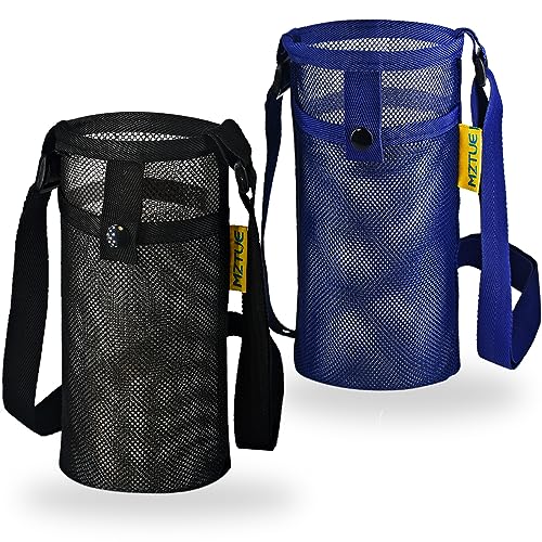 Water Bottle Holder with Strap, Premium Water Bottle Carrier with Strap Easy Clean, Light Water Bottle Carrier Bag, Water Bottle Holder with Pocket for Hiking, Walking, Travel - color: blue & black