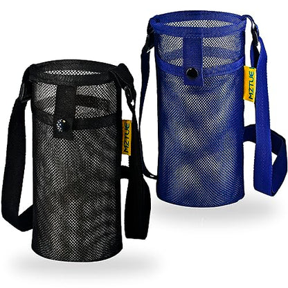 Water Bottle Holder with Strap, Premium Water Bottle Carrier with Strap Easy Clean, Light Water Bottle Carrier Bag, Water Bottle Holder with Pocket for Hiking, Walking, Travel - color: blue & black