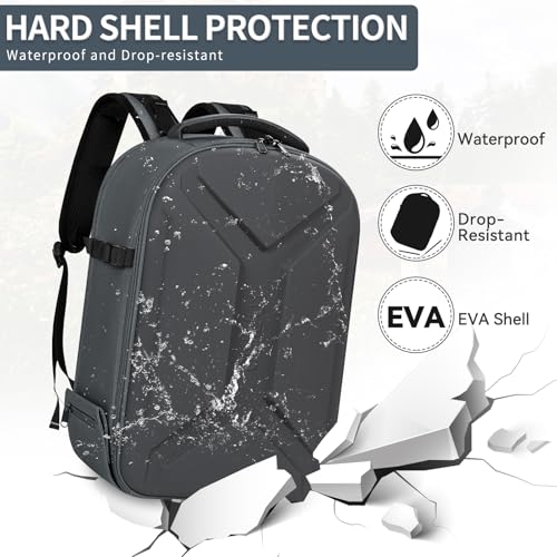 Camera Backpack, Hardshell DSLR Photography Camera Bag with Rain Cover, Waterproof Hard Shell Camera Case with Tripod Holder & 15.6" Laptop Compartment Compatible with Canon/Nikon/Sony/DJI Mavic Drone - color: Grey