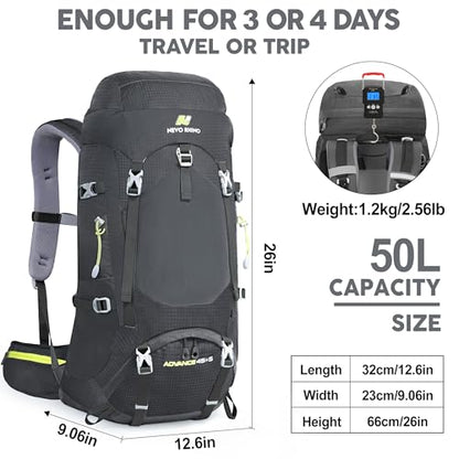 N NEVO RHINO Internal Frame Hiking Backpack 50/60/65/70/80L, Mountain Climbing Camping Backpack Daypack Waterproof Rain Cover | Mountain Climbing - color: 07 Grey, size: 45+5L