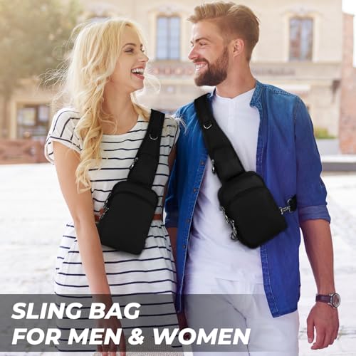 Anti-Theft Crossbody Sling Bag, RFID Blocking, Zipper Lock, Small - color: Black