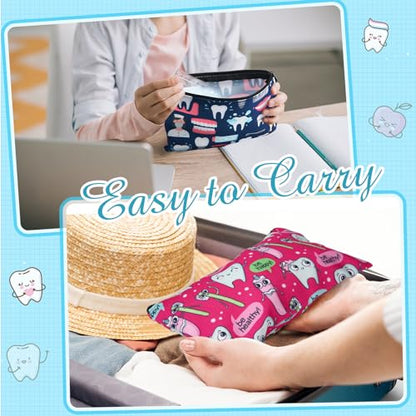 Reginary 20 Pcs Makeup Bags Gifts for Women Canvas Cosmetic Bags with Zipper Bulk Gift for Women Travel Purse Organizer Pouch Accessory, Toiletry Large Capacity, 7 x 4.3 Inch(Teeth) - style: Teeth