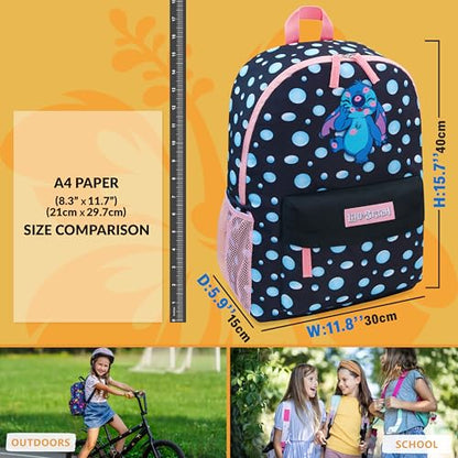 Disney Stitch Backpack for Girls Teens School Bag Kids Book Bag School Supplies Gifts (Black) - color: Black