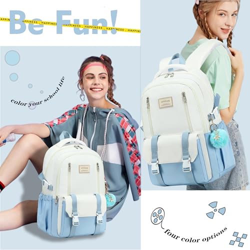 Caoroky knight Travel Laptop Backpack for Women Girls Elementary High School Bag College Backpacks Waterproof Daypack Large Bookbags Purse for Teens Students Computer Bags 15.6 Inch-Blue - color: Blue