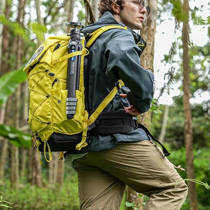 LEOFOTO 35L Camera Backpack for Photographer, Lightweight Waterproof Travel Camera Bag for Camera/Drone/15.6" Laptop, Photopraphy Bag with Side Access & Rain Cover, Tripod Compatible, 2.65KG - YELLOW - color: 35l-bag+medium Insert-yellow