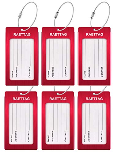 Luggage Tags Metal Suitcase Tags Travel Bag ID Identifier Luggage Tag (Red 6-Pack) - color: Red 6-pack
