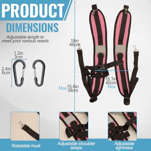 PAASTAl Backpack Straps,Relacement Adjustable Padded Shoulder Straps for Bag, with Metal/Plastic Clips. - color: Pink Alloy
