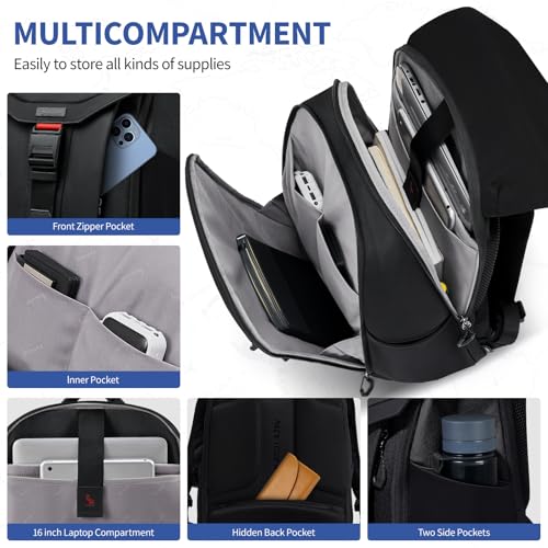 OIWAS Backpack for Work Fit 16'' Notebook, Water-Resistant 24.5L Laptop Backpack with Air Weight System and Magnetic Buckle, TSA-Friendly Business Laptop Backpack for Commuting - style: 24.5l