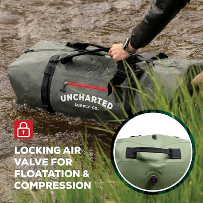 Uncharted Supply Co. The Vault Waterproof Duffel Bag - Airtight bag with Backpack Straps, Carry-On Size, Perfect for travel, boating, camping, recreation. (Black, 100L) - color: Black, size: 100L