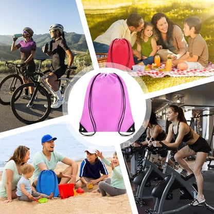 Grneric Drawstring Backpack Bulk 70Pcs String Backpack Drawstring Bags Cinch Bag Sackpack for Men Women Gym(Pink) - color: Pink