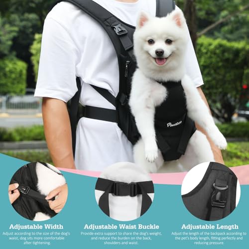Pawaboo Pet Dog Front Carrier Backpacks, Legs Out Pet Carrier Backpack for Dogs, Adjustable Dog Chest Carriers Purse for Small Medium Dogs Hands Free for Travel Hiking Cycling Camping, M, Black - color: AA-Black, style: Medium (Pack of 1)