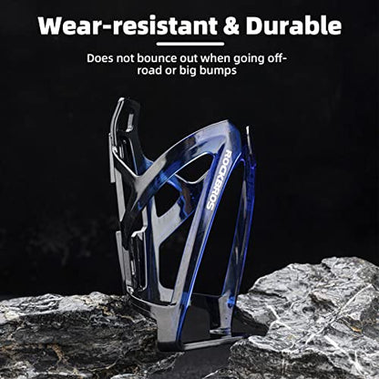 ROCKBROS Bike Water Bottle Holder Ultra-Light Bicycle Bottle Cages with Screws Tool, Universal Bike Cup Holder Rack for Road MTB Bikes… - color: Blue-Black, size: Standard