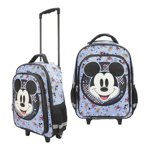 Disney Mickey Mouse Big Face 16" Rolling Travel Backpack - color: Mickey Mouse Face Rolling