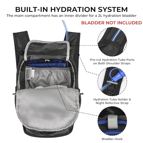 13L Small Hiking Backpack for Women Men, Lightweight Foldable Day pack, Packable Daypack for Travel, Camping (Black) - color: Black
