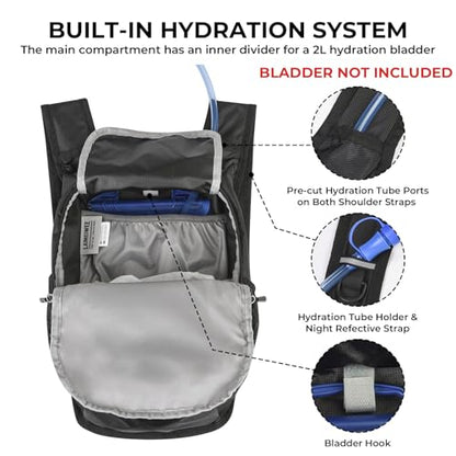 13L Small Hiking Backpack for Women Men, Lightweight Foldable Day pack, Packable Daypack for Travel, Camping (Black) - color: Black