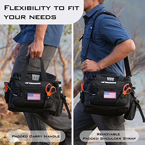 KastKing Fishing Tackle Bags - Saltwater & Freshwater Fishing Bags - Water Resistant, Padded Shoulder Strap - Gear Storage - color: Black-Medium, size: Medium